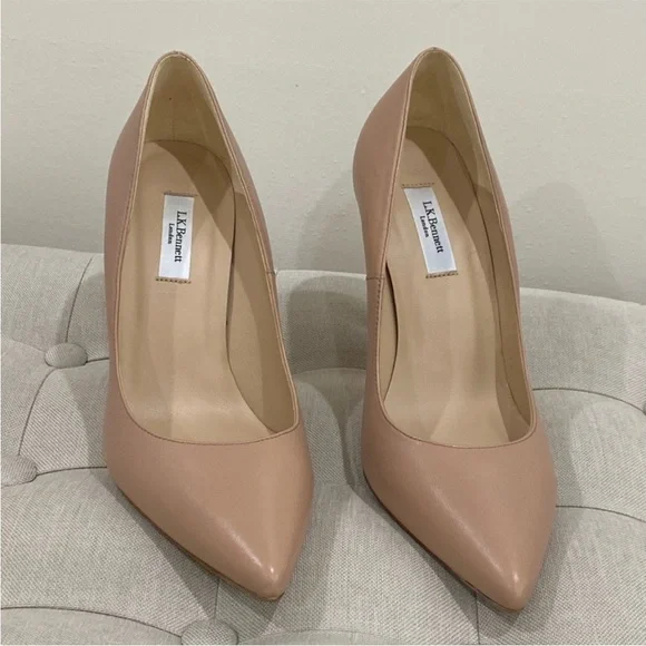 Elegant L.K. Bennet Nude Leather Pumps/Heels Size 8 - Picture 7 of 14